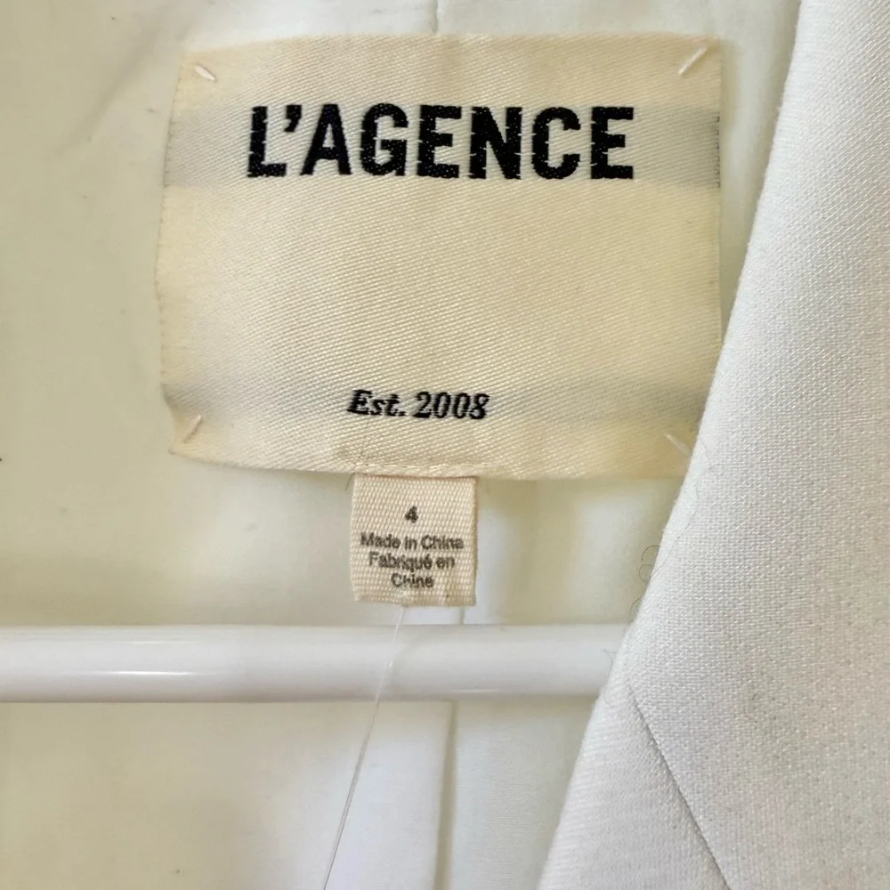 L’AGENCE Chamberlain Classic Tailored Blazer in Ivory Sz 4